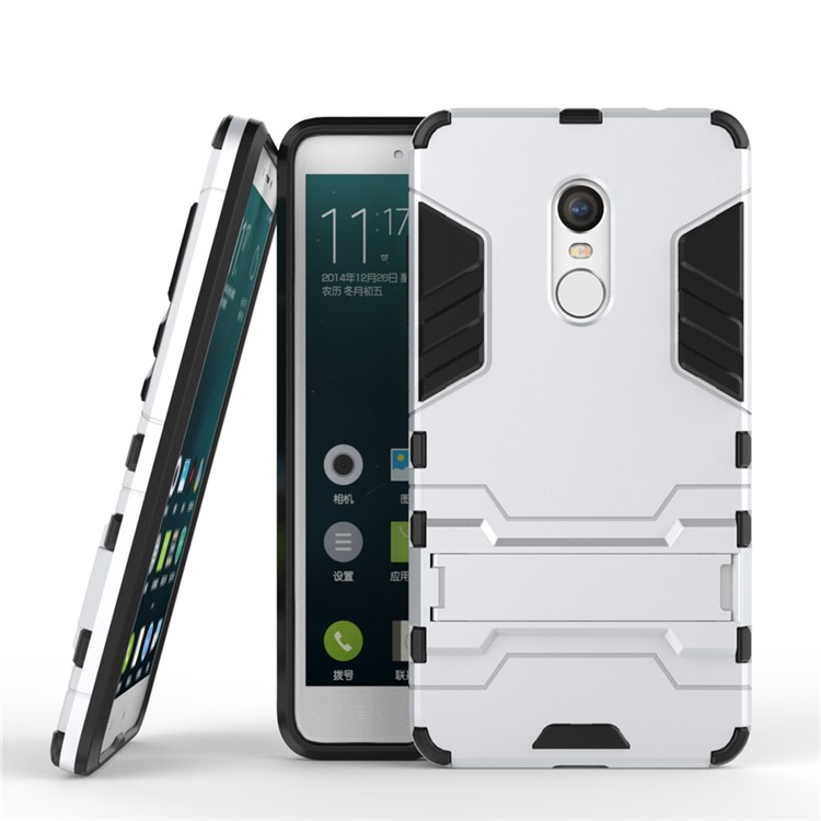 Solid PC + TPU Hybrid Case with Kickstand for Xiaomi Redmi Note 4 - Silver-1