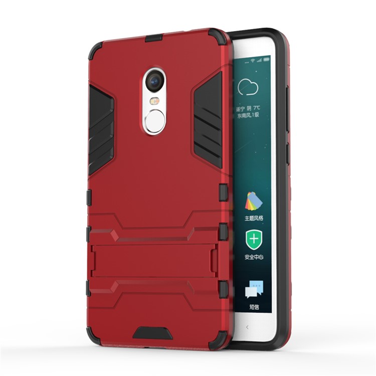 Solid PC + TPU Combo Case with Kickstand for Xiaomi Redmi Note 4 - Red-1