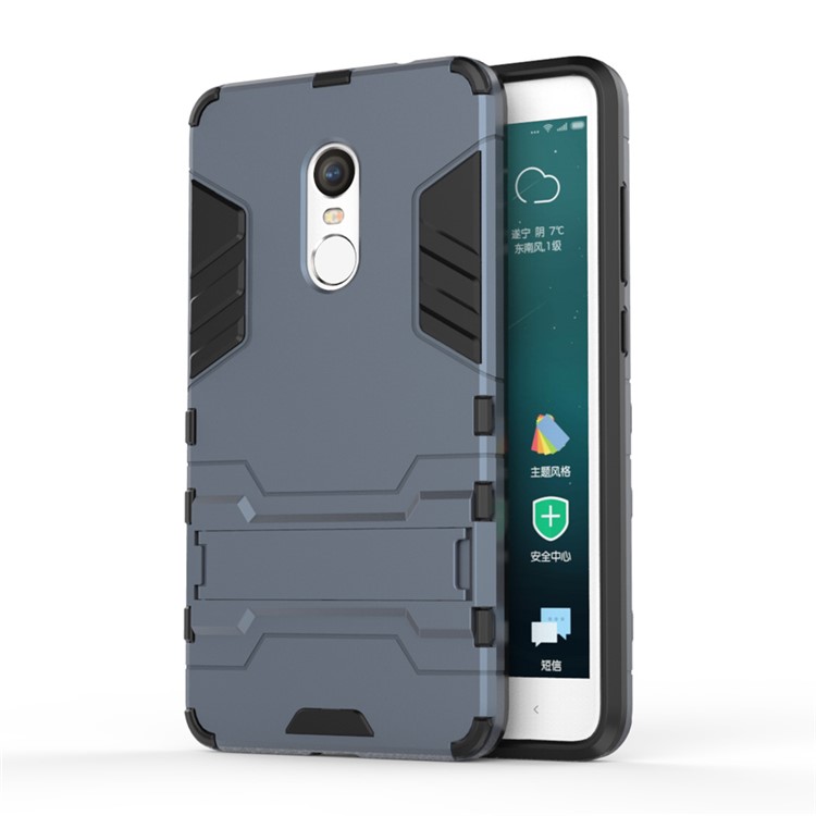 Solid PC + TPU Hybrid Phone Case with Kickstand for Xiaomi Redmi Note 4 - Dark Blue-1