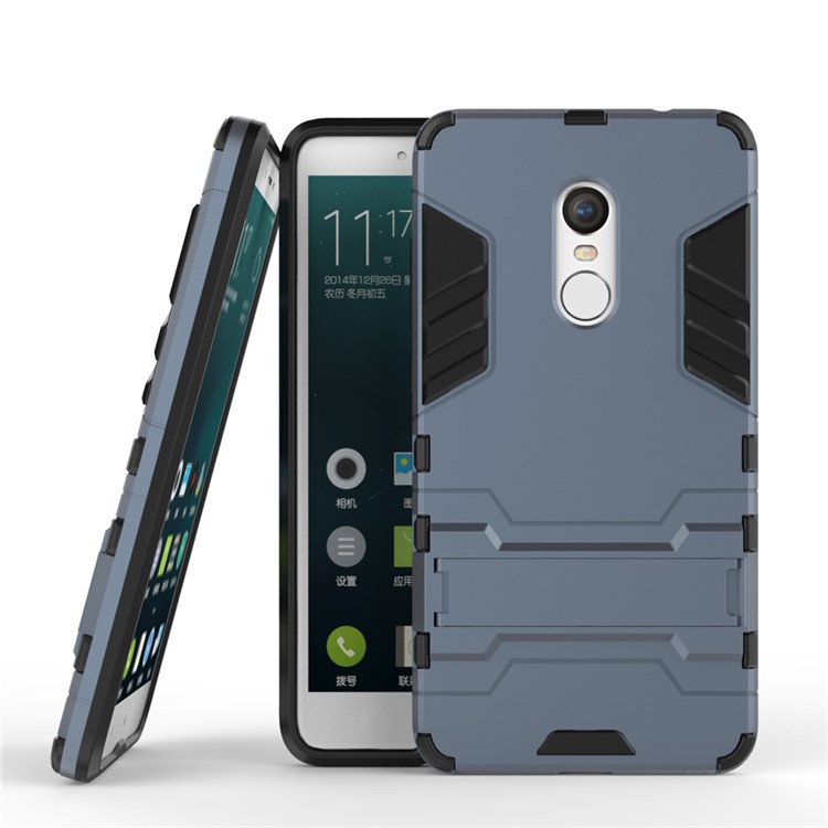 Solid PC + TPU Hybrid Phone Case with Kickstand for Xiaomi Redmi Note 4 - Dark Blue-2