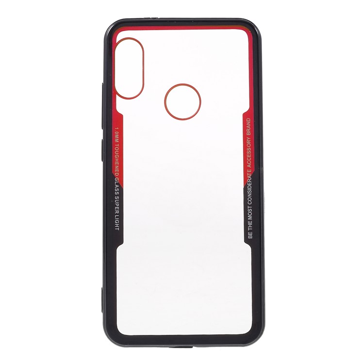 For Xiaomi Mi A2 Lite / Redmi 6 Pro (China) Silicone Frame + Transparent Acrylic Back Hybrid Back Accessory Case - Black / Red-1