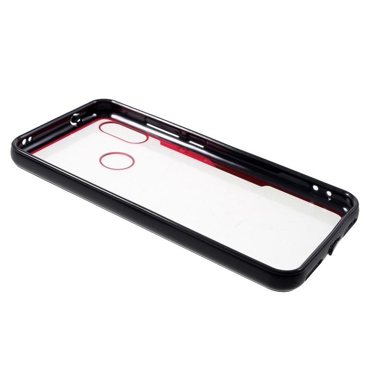 For Xiaomi Mi A2 Lite / Redmi 6 Pro (China) Silicone Frame + Transparent Acrylic Back Hybrid Back Accessory Case - Black / Red-3