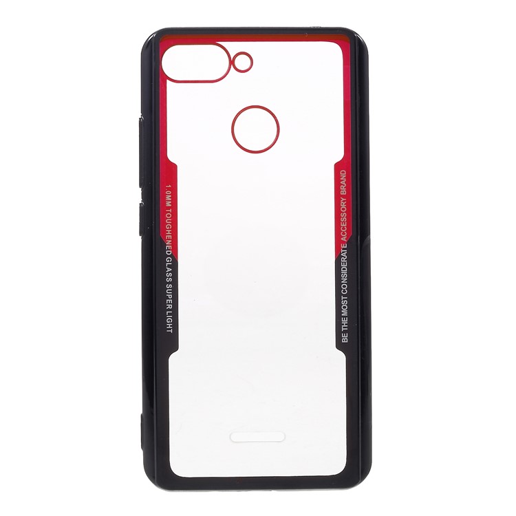 For Xiaomi Redmi 6 (Dual Camera: 12MP+5MP) Silicone Frame + Transparent Acrylic Back Combo Cover - Black / Red-1