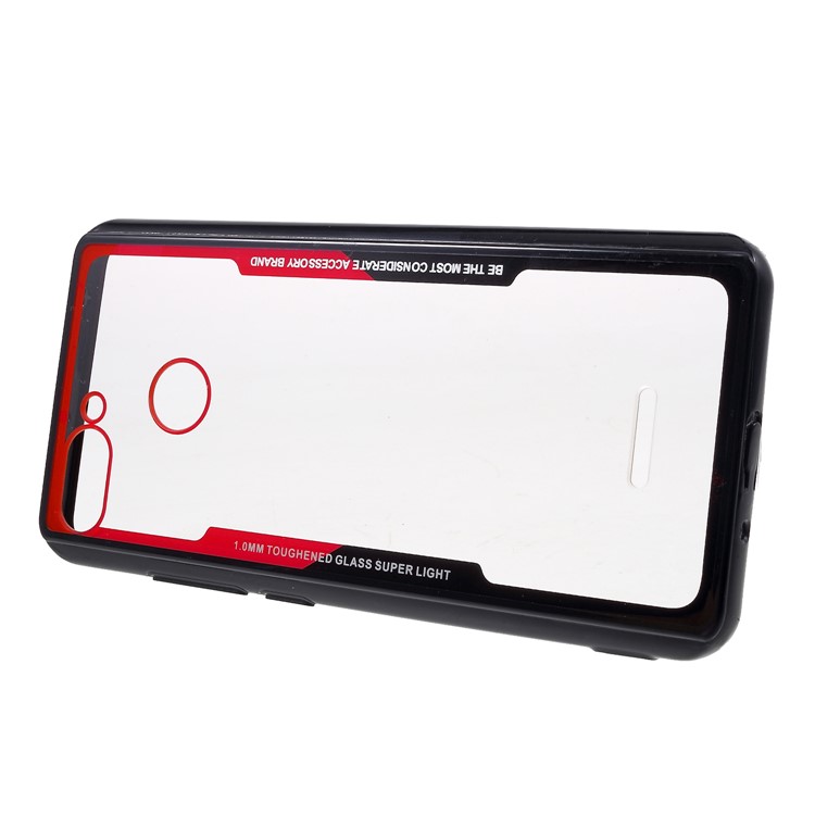 For Xiaomi Redmi 6 (Dual Camera: 12MP+5MP) Silicone Frame + Transparent Acrylic Back Combo Cover - Black / Red-2