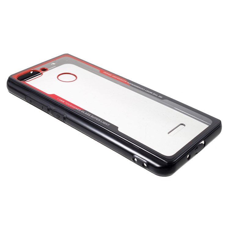 For Xiaomi Redmi 6 (Dual Camera: 12MP+5MP) Silicone Frame + Transparent Acrylic Back Combo Cover - Black / Red-3