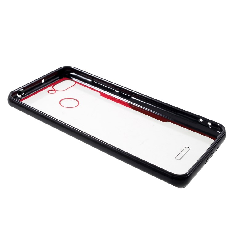For Xiaomi Redmi 6 (Dual Camera: 12MP+5MP) Silicone Frame + Transparent Acrylic Back Combo Cover - Black / Red-4