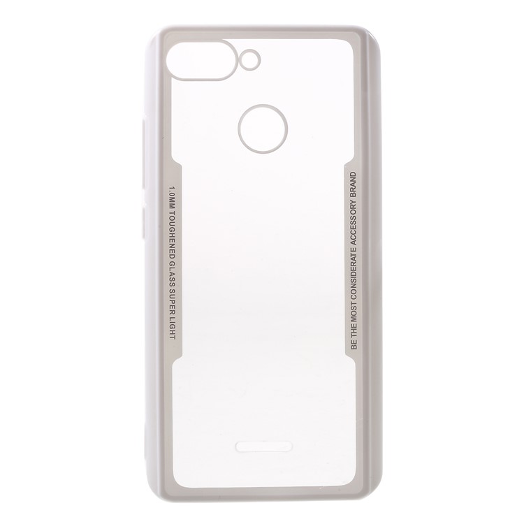 For Xiaomi Redmi 6 (Dual Camera: 12MP+5MP) Silicone Frame + Transparent Acrylic Back Hybrid Cover Case - White-1