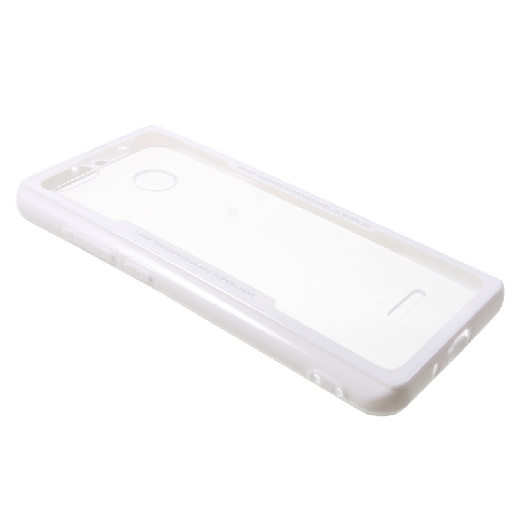 For Xiaomi Redmi 6 (Dual Camera: 12MP+5MP) Silicone Frame + Transparent Acrylic Back Hybrid Cover Case - White-2