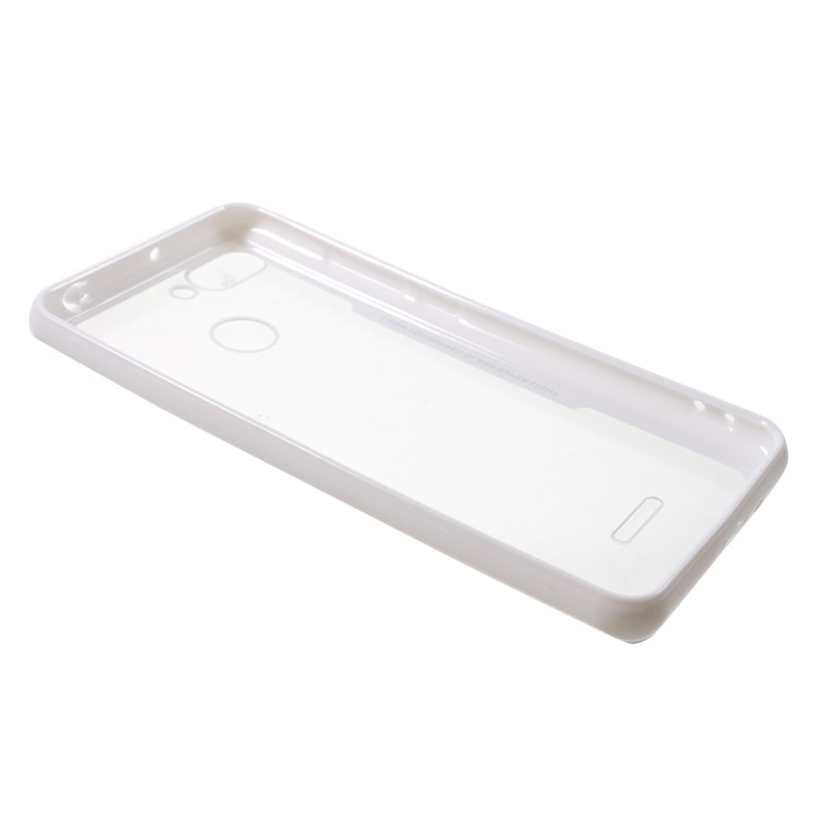 For Xiaomi Redmi 6 (Dual Camera: 12MP+5MP) Silicone Frame + Transparent Acrylic Back Hybrid Cover Case - White-3