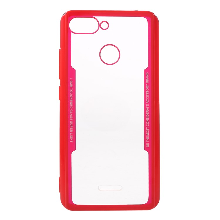 For Xiaomi Redmi 6 (Dual Camera: 12MP+5MP) Silicone Frame + Transparent Acrylic Back Hybrid Back Protection Casing - Red-1