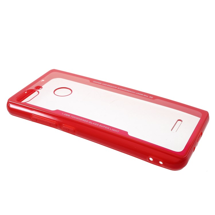 For Xiaomi Redmi 6 (Dual Camera: 12MP+5MP) Silicone Frame + Transparent Acrylic Back Hybrid Back Protection Casing - Red-2