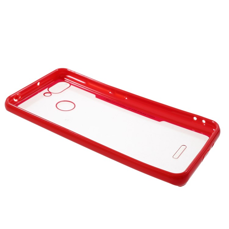For Xiaomi Redmi 6 (Dual Camera: 12MP+5MP) Silicone Frame + Transparent Acrylic Back Hybrid Back Protection Casing - Red-3