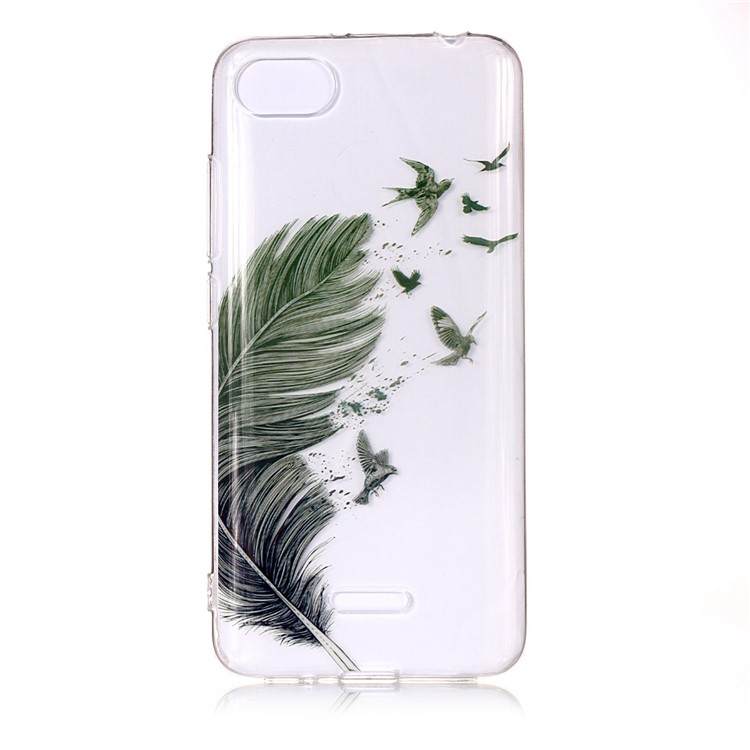 Pattern Printing IMD TPU Back Phone Casing for Xiaomi Redmi 6A (Single 12MP Rear Camera) - Feather Pattern-1