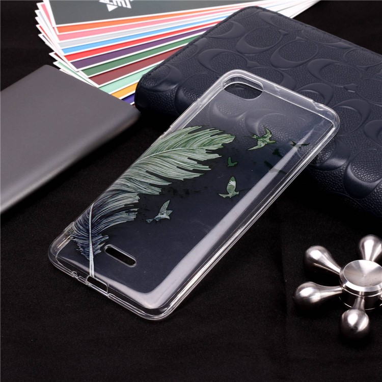 Pattern Printing IMD TPU Back Phone Casing for Xiaomi Redmi 6A (Single 12MP Rear Camera) - Feather Pattern-4