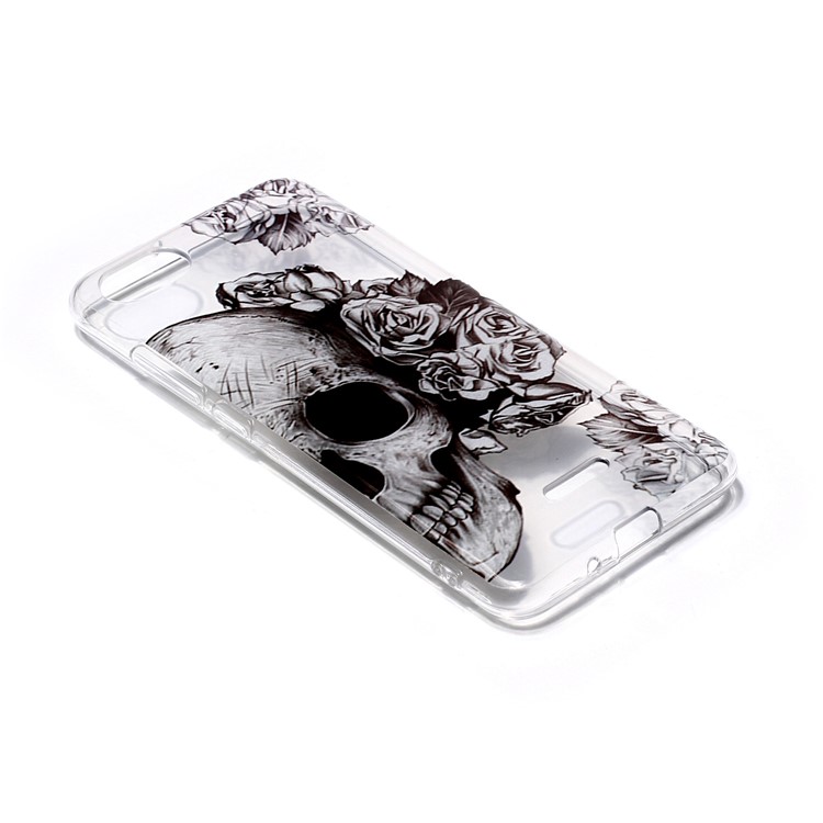 Pattern Printing IMD TPU Mobile Phone Shell for Xiaomi Redmi 6A (Single 12MP Rear Camera) - Skull and Flowers-2