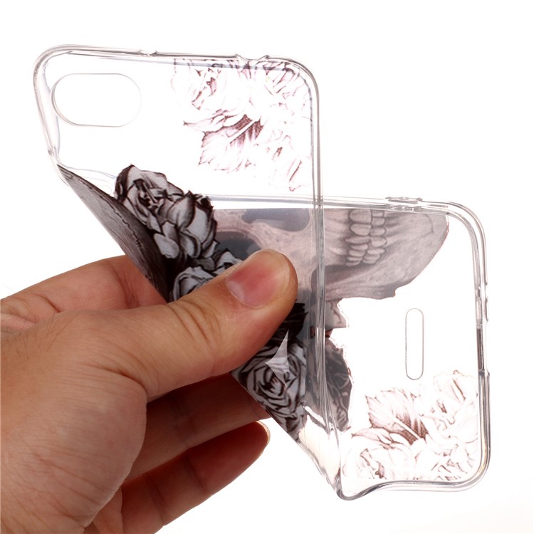Pattern Printing IMD TPU Mobile Phone Shell for Xiaomi Redmi 6A (Single 12MP Rear Camera) - Skull and Flowers-3
