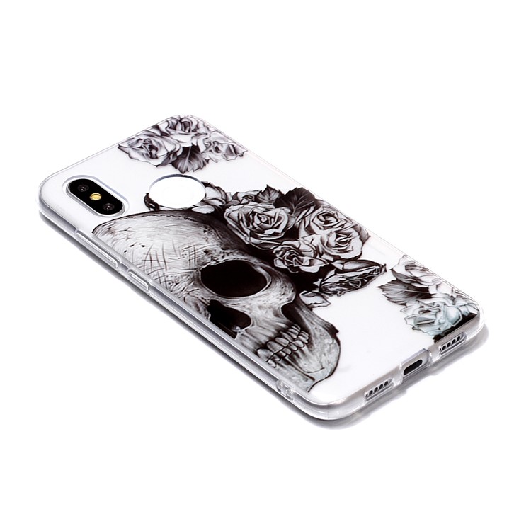 Pattern Printing IMD TPU Soft Cover for Xiaomi Mi 8 (6.21-inch) - Skull and Flowers-2