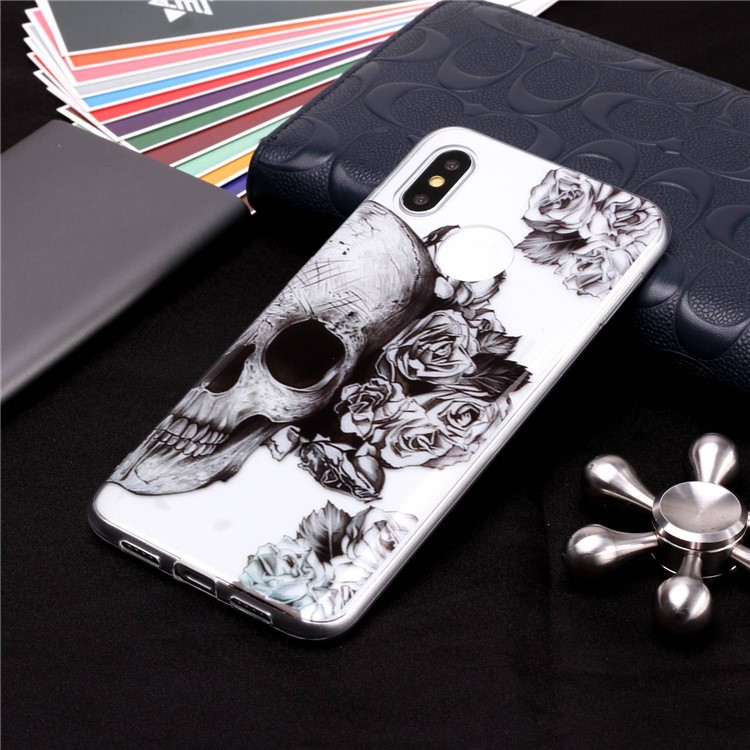 Pattern Printing IMD TPU Soft Cover for Xiaomi Mi 8 (6.21-inch) - Skull and Flowers-4