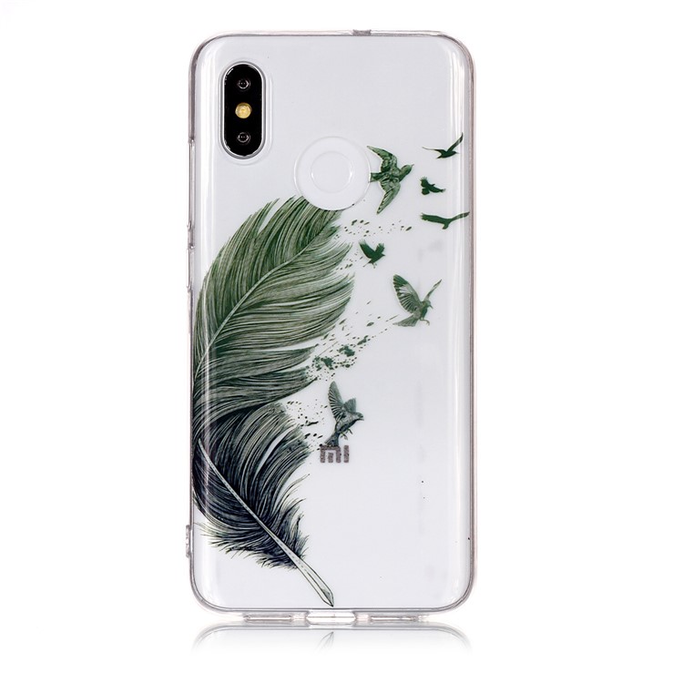 Pattern Printing IMD Flexible TPU Cover for Xiaomi Mi 8 (6.21-inch) - Feather Pattern-1