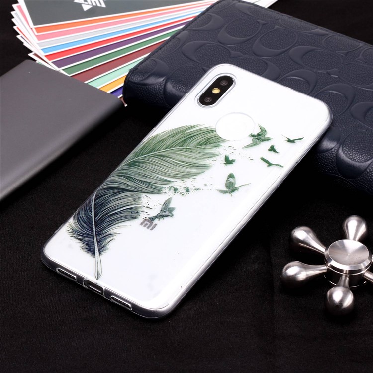 Pattern Printing IMD Flexible TPU Cover for Xiaomi Mi 8 (6.21-inch) - Feather Pattern-4