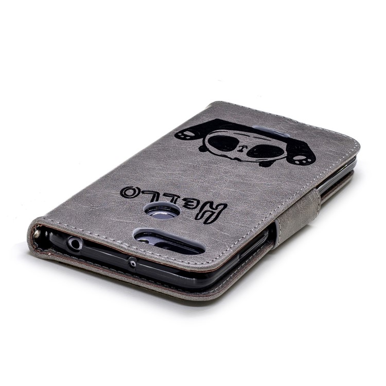 Imprinted Hello Panda Wallet Stand Leather Mobile Case for Xiaomi Redmi 6 - Grey-8