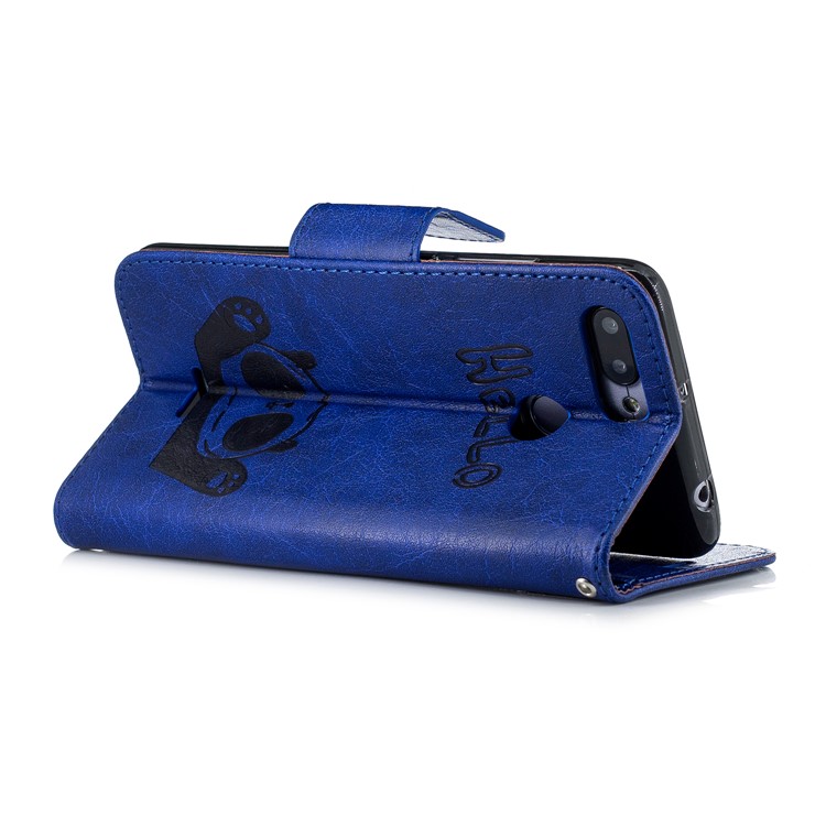 Imprinted Hello Panda Wallet Stand Leather Cell Phone Case for Xiaomi Redmi 6 - Blue-5