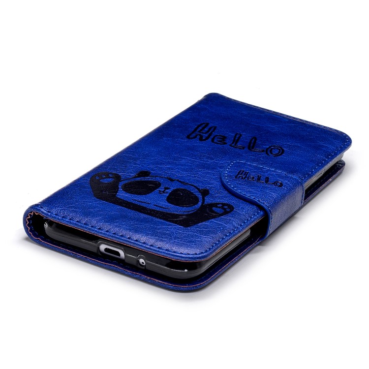 Imprinted Hello Panda Wallet Stand Leather Cell Phone Case for Xiaomi Redmi 6 - Blue-7