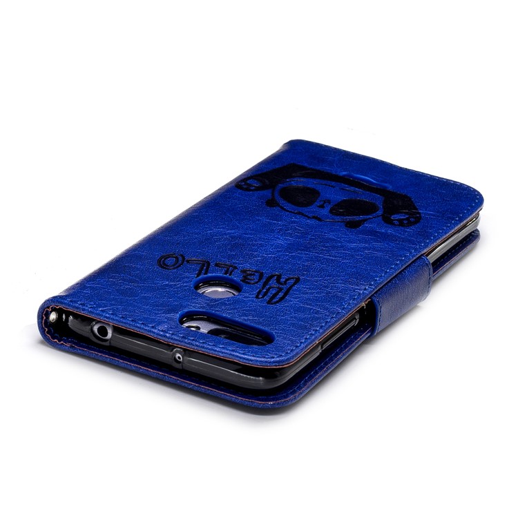 Imprinted Hello Panda Wallet Stand Leather Cell Phone Case for Xiaomi Redmi 6 - Blue-8