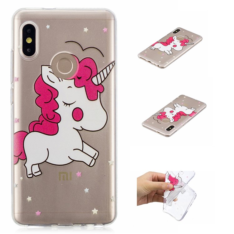 Embossment Patterned TPU Soft Back Case for Xiaomi Redmi Note 5 Pro (Dual Camera) / Redmi Note 5 (China) - Shy Unicorn-1