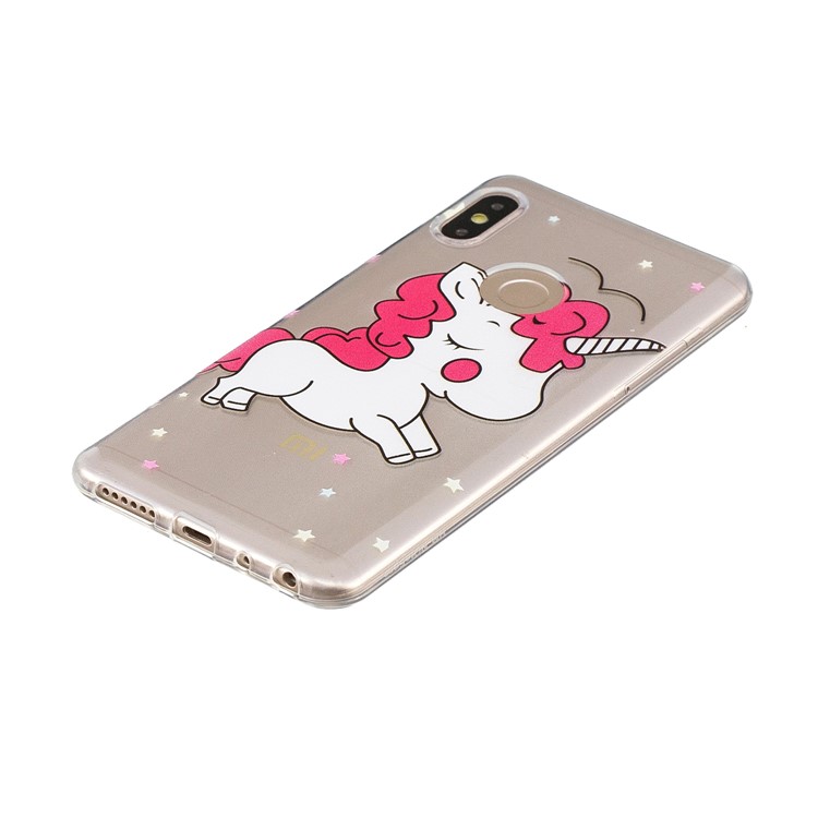 Embossment Patterned TPU Soft Back Case for Xiaomi Redmi Note 5 Pro (Dual Camera) / Redmi Note 5 (China) - Shy Unicorn-3
