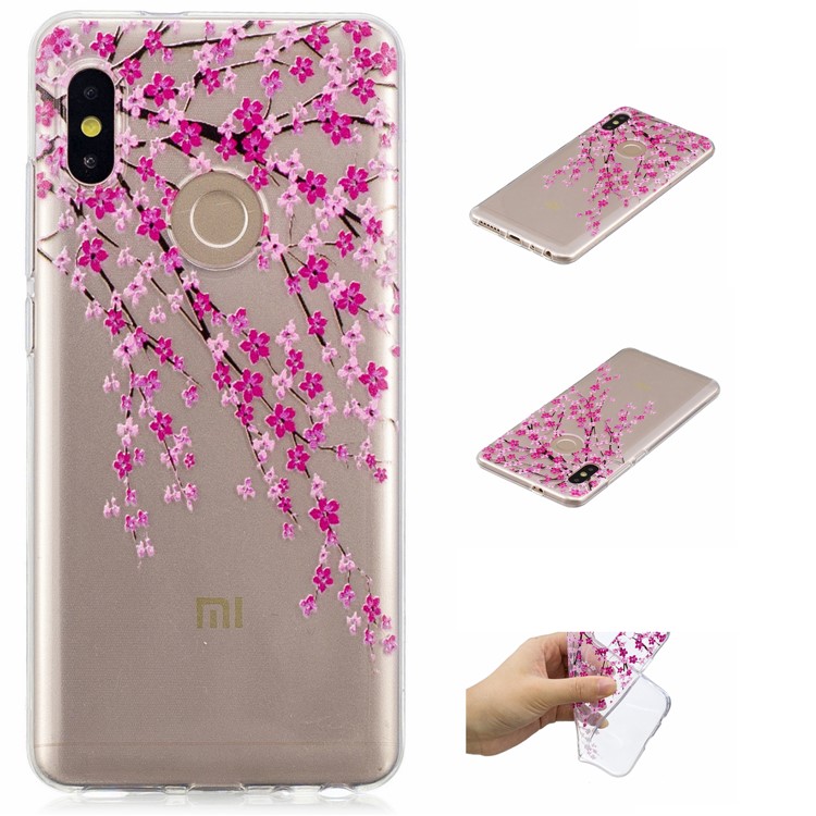 Embossment Patterned TPU Soft Back Shell for Xiaomi Redmi Note 5 Pro (Dual Camera) / Redmi Note 5 (China) - Peach Flower-1