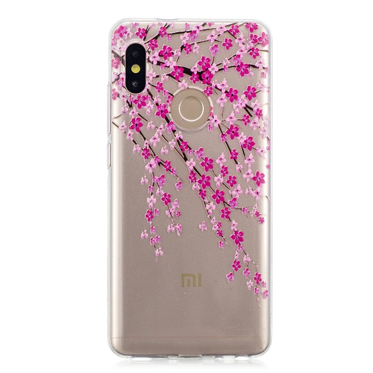 Embossment Patterned TPU Soft Back Shell for Xiaomi Redmi Note 5 Pro (Dual Camera) / Redmi Note 5 (China) - Peach Flower-2