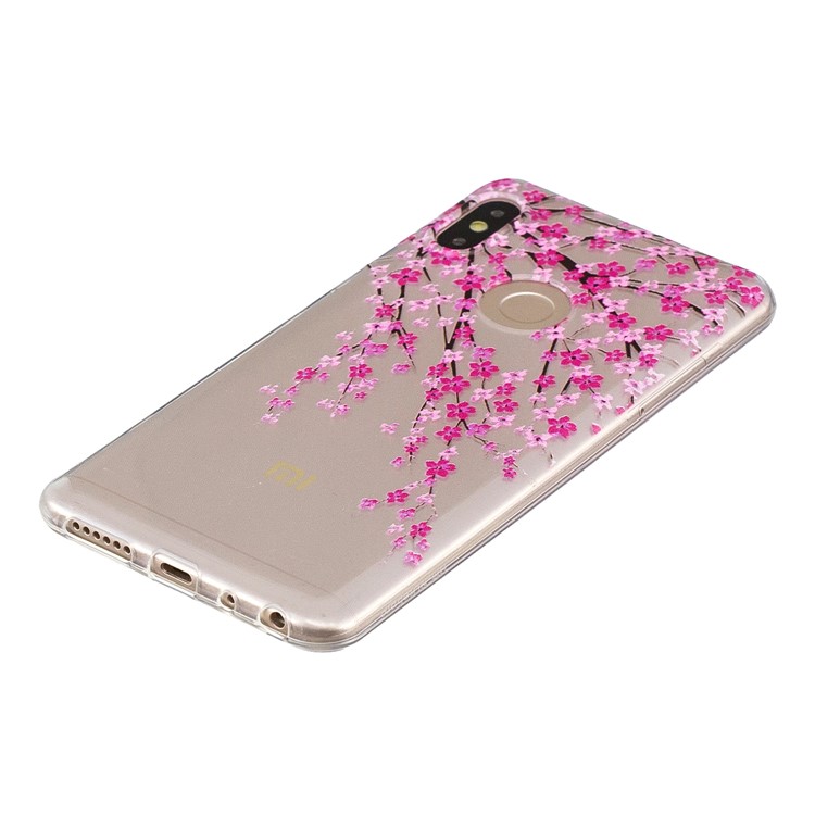Embossment Patterned TPU Soft Back Shell for Xiaomi Redmi Note 5 Pro (Dual Camera) / Redmi Note 5 (China) - Peach Flower-3