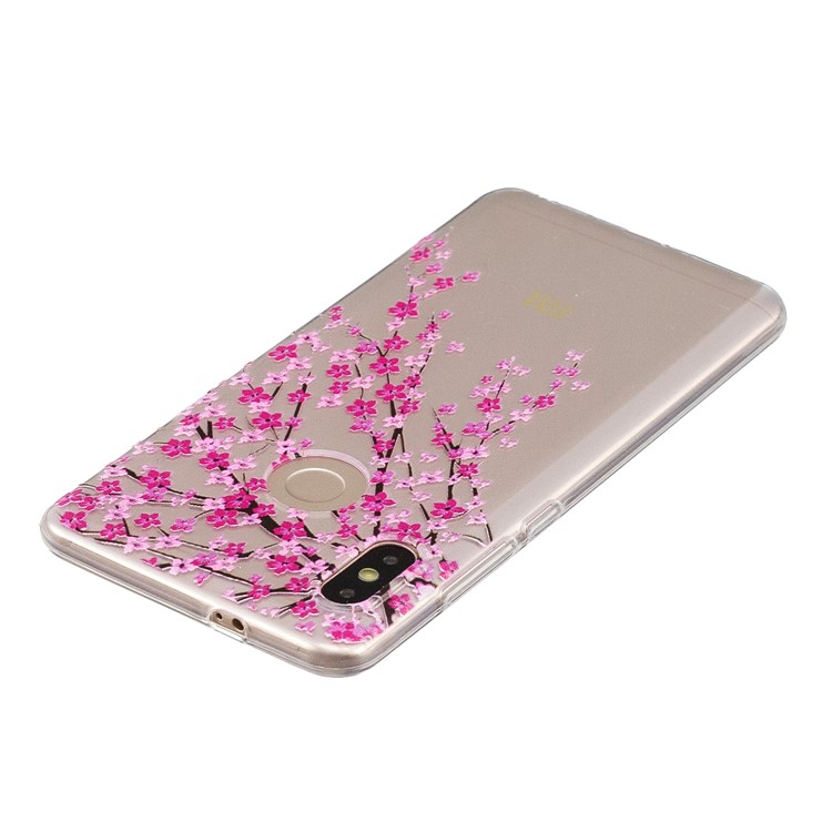 Embossment Patterned TPU Soft Back Shell for Xiaomi Redmi Note 5 Pro (Dual Camera) / Redmi Note 5 (China) - Peach Flower-4