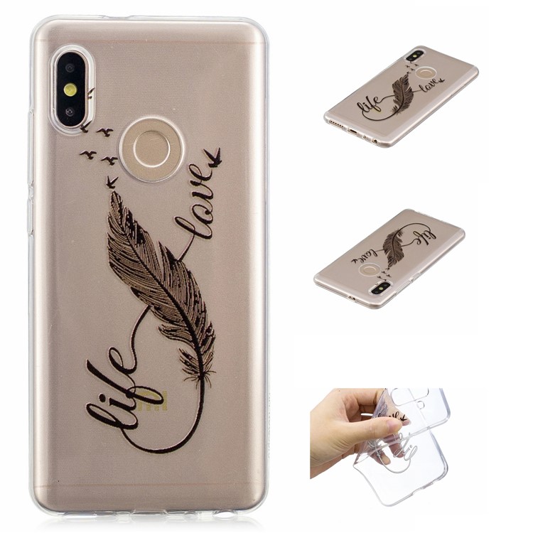 Embossment Patterned TPU Soft Mobile Phone Case for Xiaomi Redmi Note 5 Pro (Dual Camera) / Redmi Note 5 (China) - Feather Pen-1
