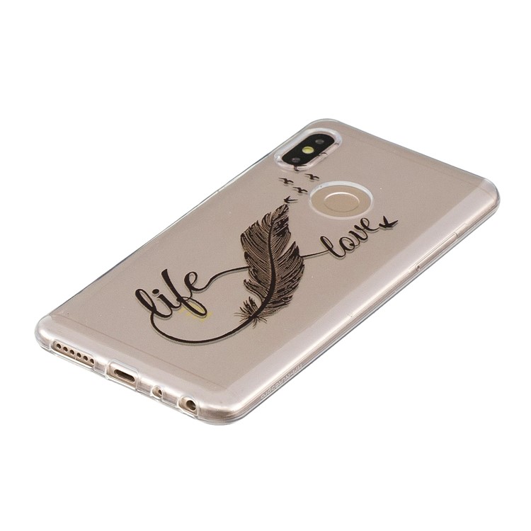 Embossment Patterned TPU Soft Mobile Phone Case for Xiaomi Redmi Note 5 Pro (Dual Camera) / Redmi Note 5 (China) - Feather Pen-3