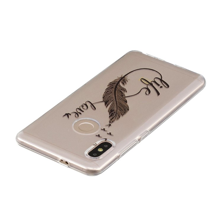 Embossment Patterned TPU Soft Mobile Phone Case for Xiaomi Redmi Note 5 Pro (Dual Camera) / Redmi Note 5 (China) - Feather Pen-4