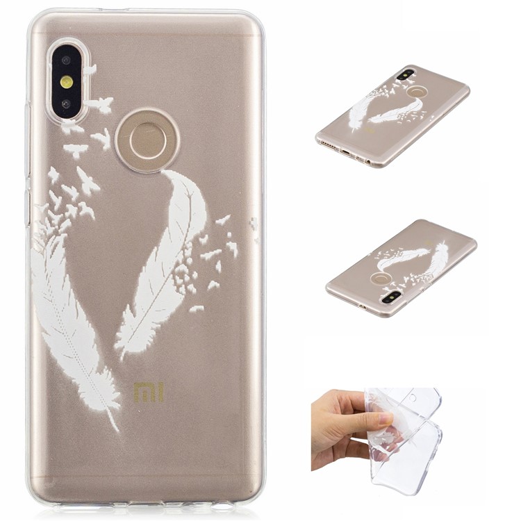 Embossment Patterned TPU Soft Cell Phone Case for Xiaomi Redmi Note 5 Pro (Dual Camera) / Redmi Note 5 (China) - White Feather-1