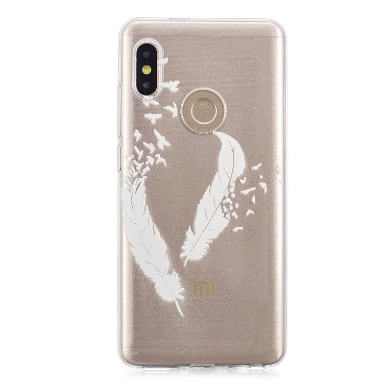 Embossment Patterned TPU Soft Cell Phone Case for Xiaomi Redmi Note 5 Pro (Dual Camera) / Redmi Note 5 (China) - White Feather-2