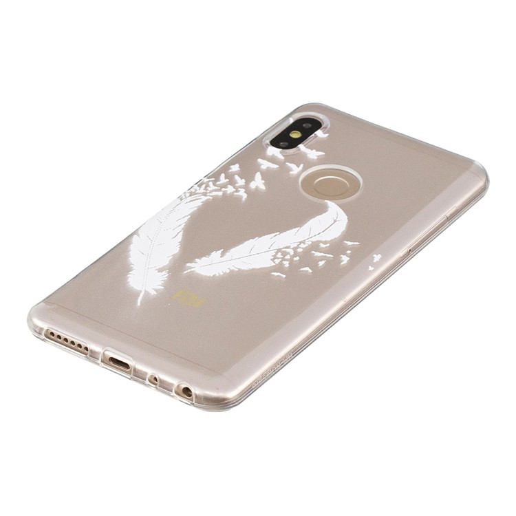 Embossment Patterned TPU Soft Cell Phone Case for Xiaomi Redmi Note 5 Pro (Dual Camera) / Redmi Note 5 (China) - White Feather-3