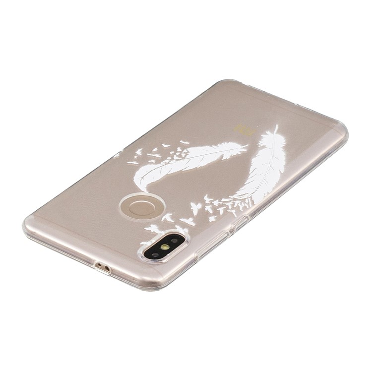 Embossment Patterned TPU Soft Cell Phone Case for Xiaomi Redmi Note 5 Pro (Dual Camera) / Redmi Note 5 (China) - White Feather-4