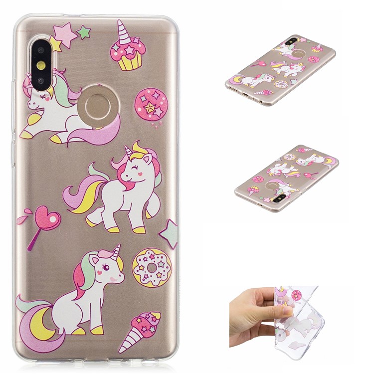 Embossment Patterned TPU Soft Protective Case for Xiaomi Redmi Note 5 Pro (Dual Camera) / Redmi Note 5 (China) - Playing Unicorns-1