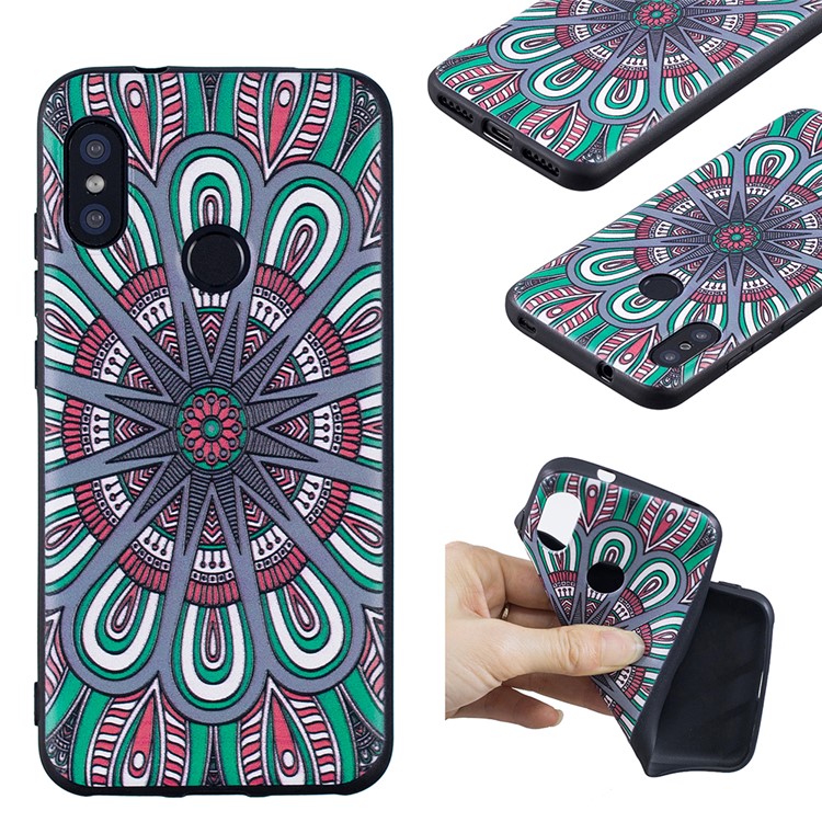 Pattern Printing Embossment Soft TPU Case for Xiaomi Mi A2 Lite / Redmi 6 Pro - Symmetric Pattern-1