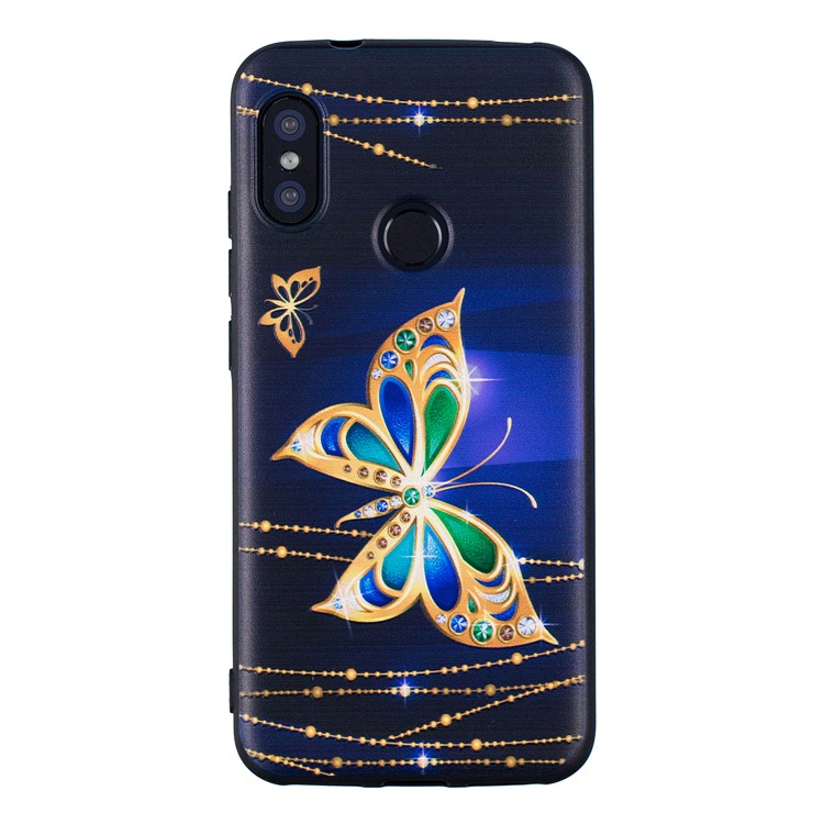 Pattern Printing Embossment Soft TPU Cover for Xiaomi Mi A2 Lite / Redmi 6 Pro - Colorized Butterfly-2