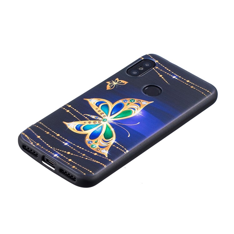 Pattern Printing Embossment Soft TPU Cover for Xiaomi Mi A2 Lite / Redmi 6 Pro - Colorized Butterfly-3