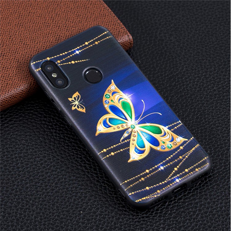 Pattern Printing Embossment Soft TPU Cover for Xiaomi Mi A2 Lite / Redmi 6 Pro - Colorized Butterfly-6