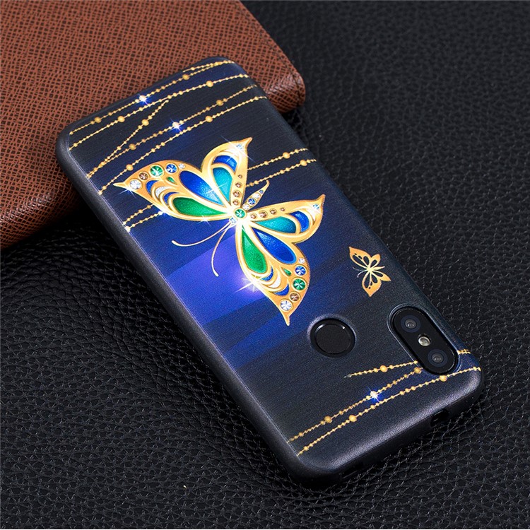 Pattern Printing Embossment Soft TPU Cover for Xiaomi Mi A2 Lite / Redmi 6 Pro - Colorized Butterfly-7
