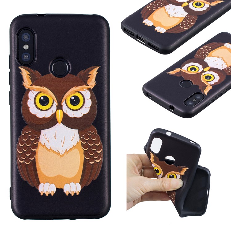 Pattern Printing Embossment Soft TPU Shell for Xiaomi Mi A2 Lite / Redmi 6 Pro - Brown Owl-1
