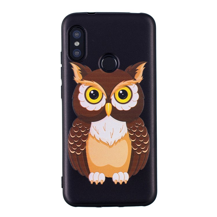 Pattern Printing Embossment Soft TPU Shell for Xiaomi Mi A2 Lite / Redmi 6 Pro - Brown Owl-2