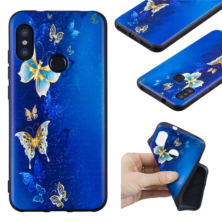 Pattern Printing Embossment Soft TPU Casing for Xiaomi Mi A2 Lite / Redmi 6 Pro - Butterfly Pattern-1